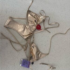 Gold Metallic Bikini Set